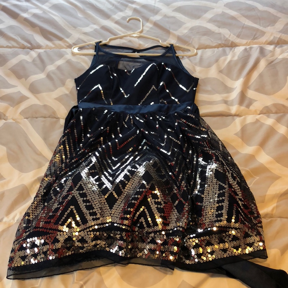 Navy Blue, with sparkly sequins formal dress.